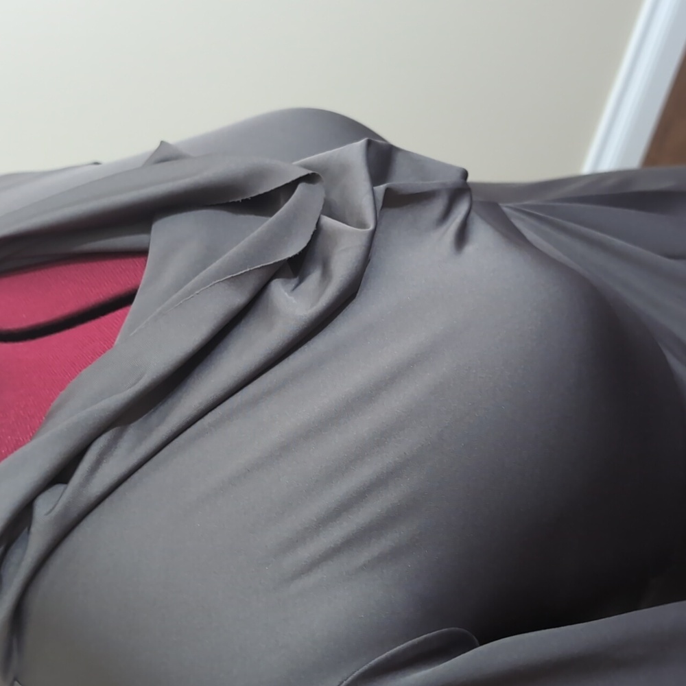 Sandra Angelozzi| Grey Cowl Neck Long Sleeve Stretch Blouse - Picture 6 of 14